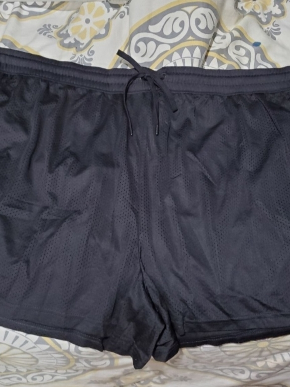 Men's Black Mesh Athletic Shorts with Drawstring